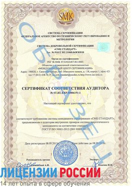 Образец сертификата соответствия аудитора №ST.RU.EXP.00006191-1 Шебекино Сертификат ISO 50001
